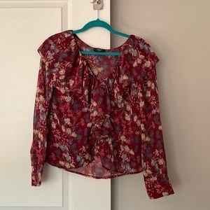 VICI Among The Roses Floral Cascading Ruffle Top
